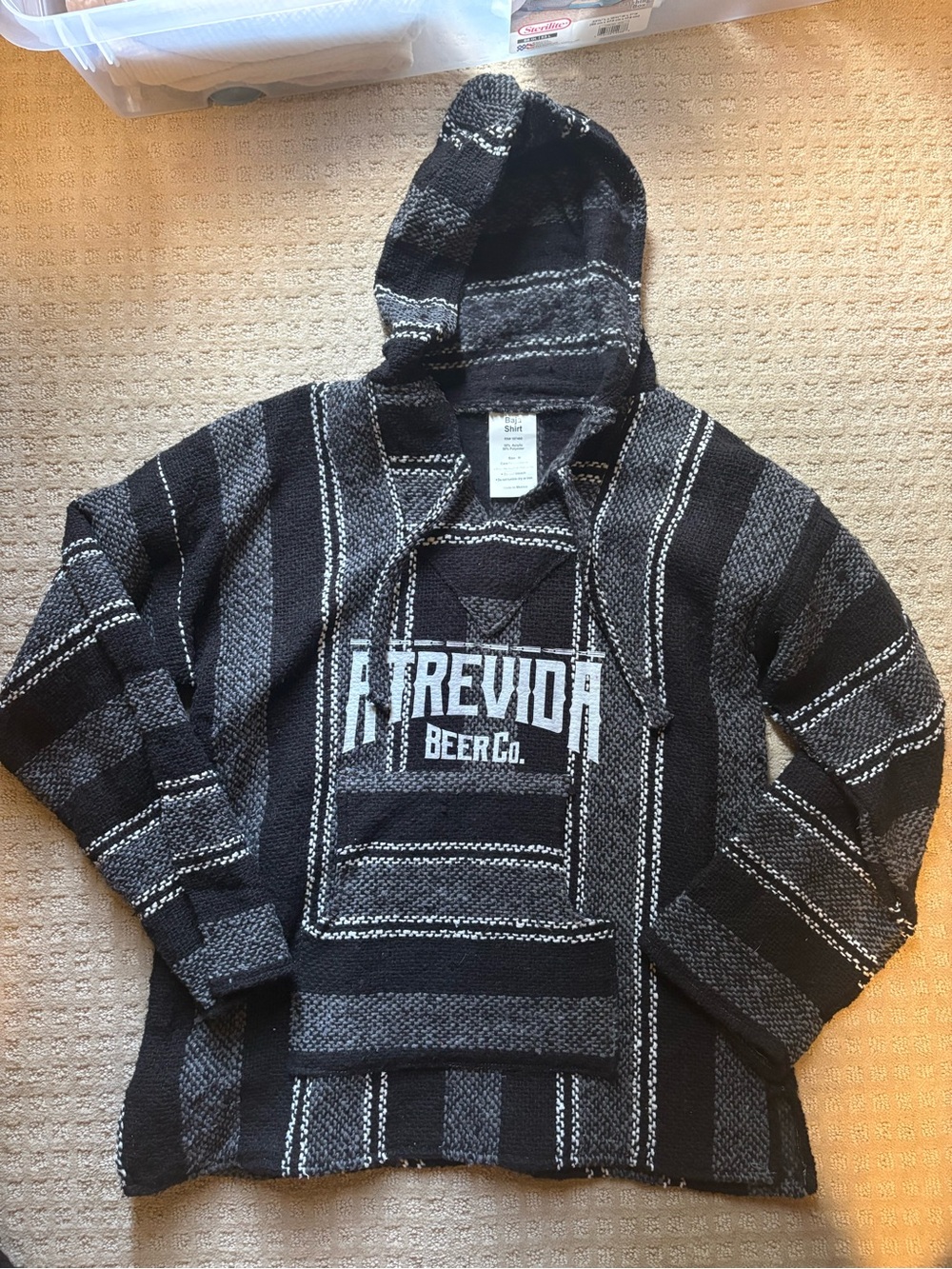 Black & Gray Atrevida Beer Co. Hooded Baja Poncho Sweater